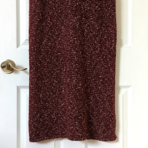 Anthropologie Marled Knit Sleeveless Side Slit Turtleneck Sweater Tunic Burgundy - Picture 12 of 13